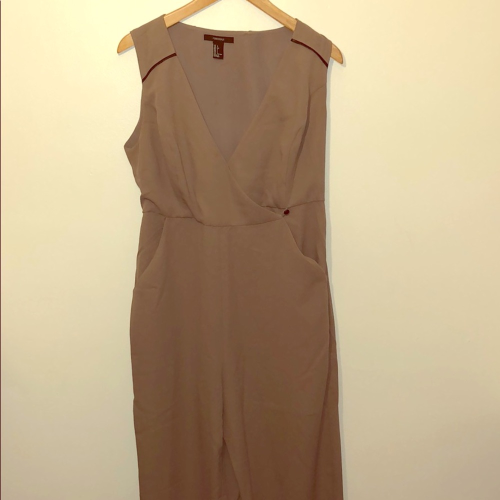 Jumpsuit with Faux Leather Trim